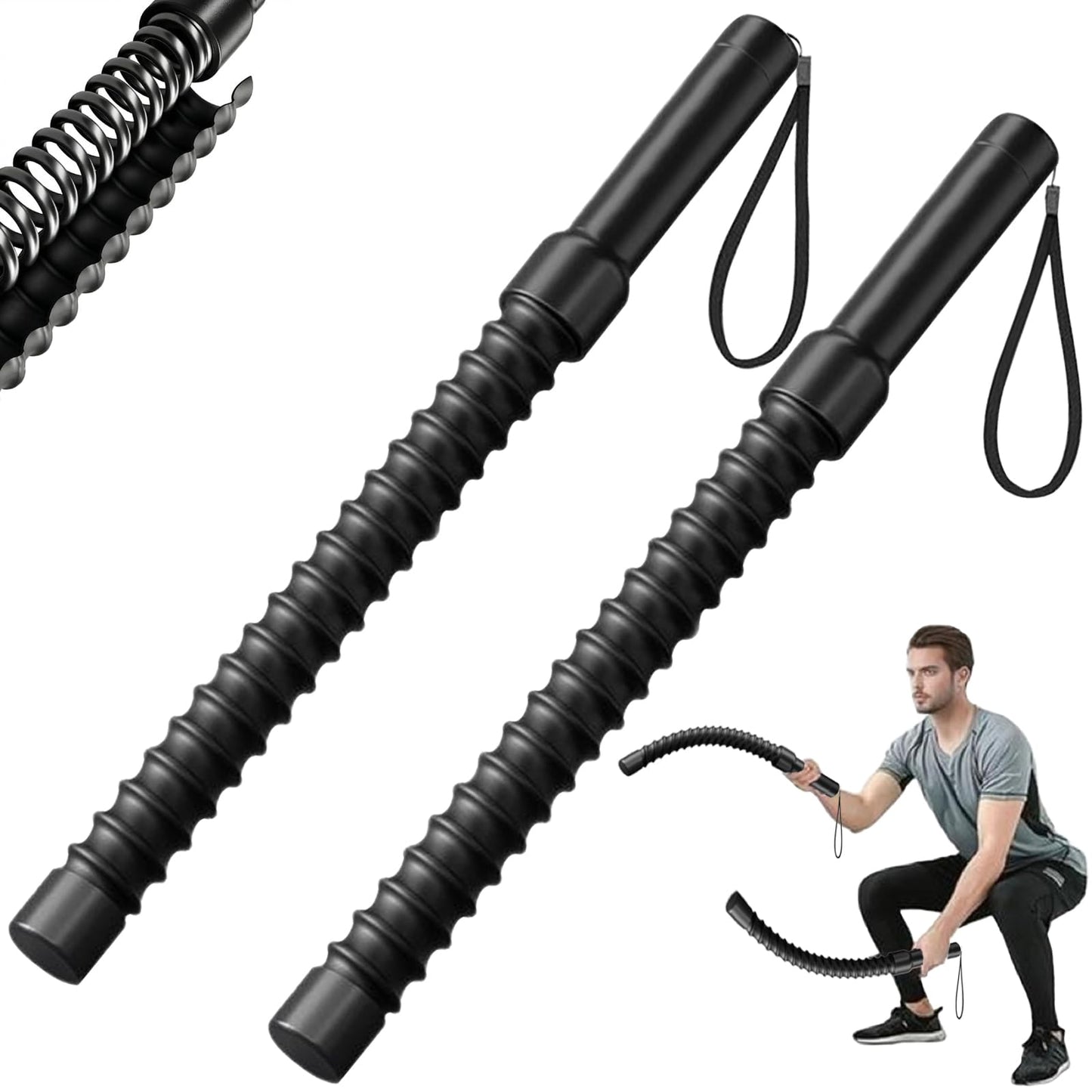 Upgrade Weighted Ropeless Battle Ropes, 2PCS Heavy Duty Portable Cordless Battle Ropes for Home Gym, Workout Exercise Rope for Strength Building, HIIT and Low-Impact Aerobic Training for Men & Women