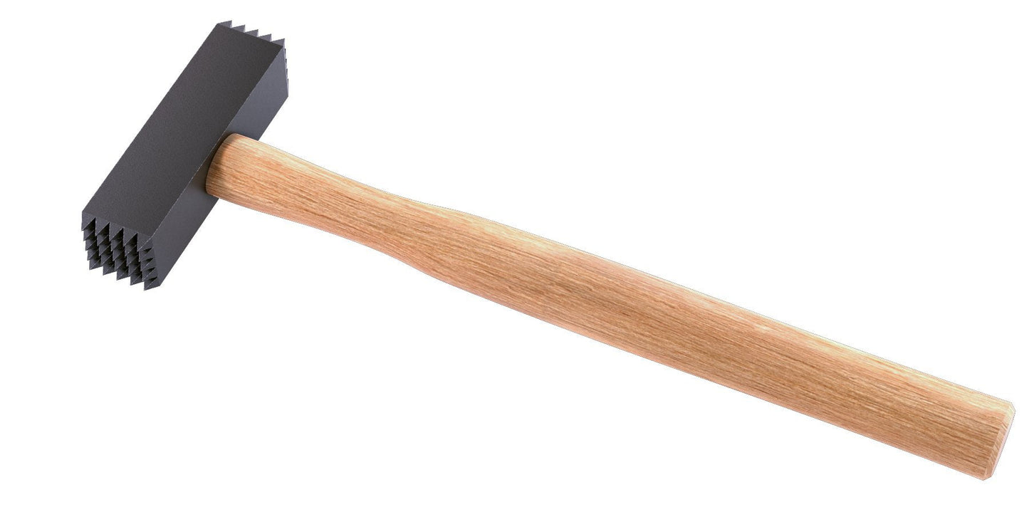 Bon Toothed Bush Hammer 2 LB 1 1/4" Face with Wood Handle 25 Teeth 5 x 5 Pattern for Shaping and Texturizing Soft Stone