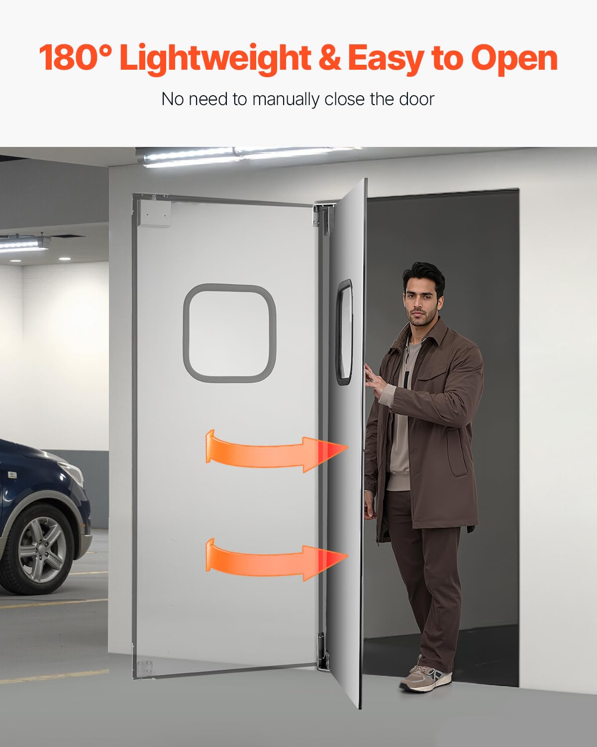 VEVOR Traffic Swing Door, Single Panel Fits Door Opening 36" W x 84" H, Stainless Steel Commercial Swinging Doors with Hardware & Accessories, Ideal for Residential Use, Durable & Easy to Install
