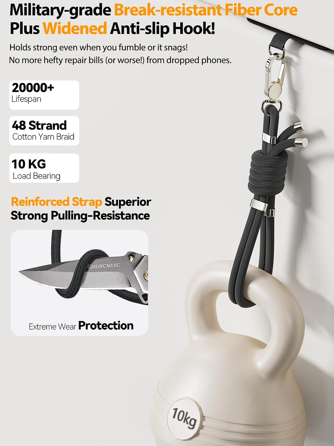 4-IN-1 15-31 inch 2 Phone Lanyard + Wrist Strap, Adjustable Cell Phone Lanyard with Tether Tabs for iPhone,Smartphone