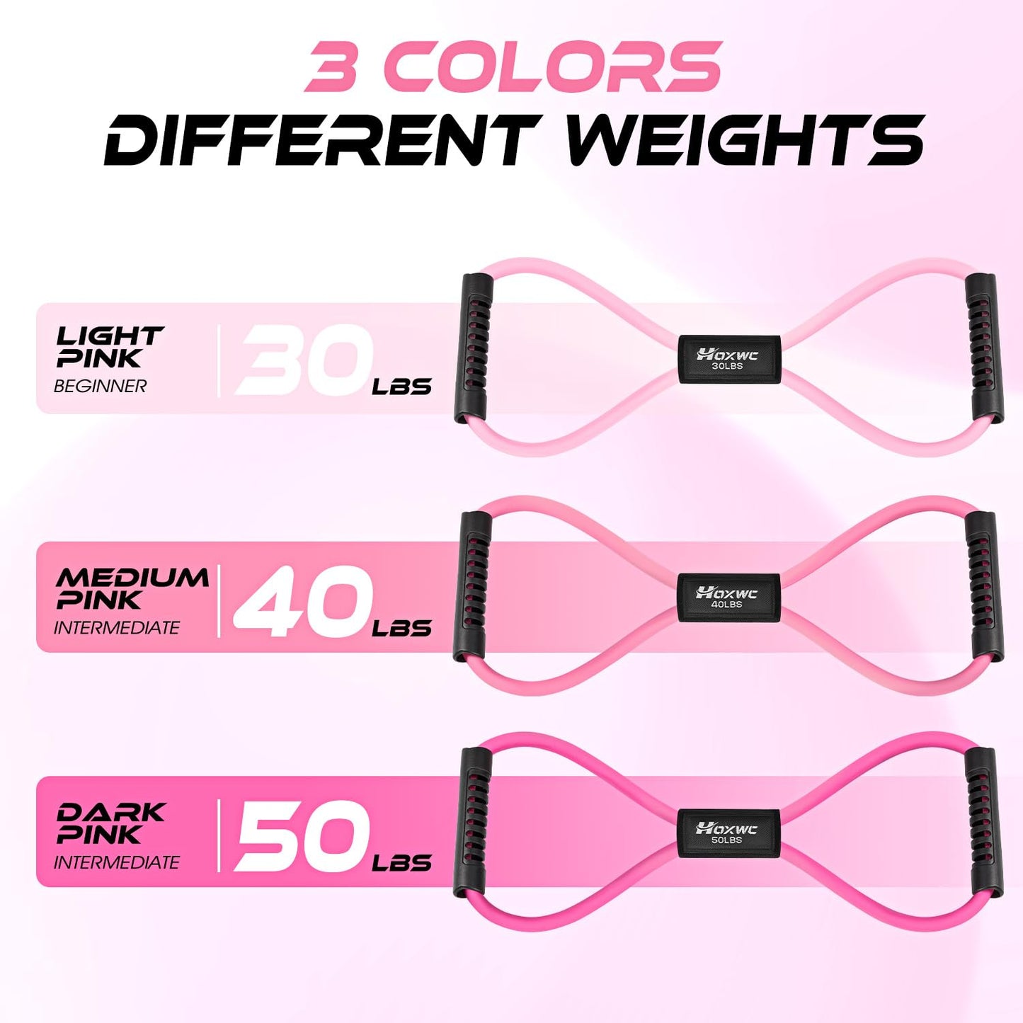 HOXWC Resistance Bands, Figure 8 Exercise Bands for Back, 8 Shaped Resistance Bands for Arms, Shoulder, Leg Stretching, Physical Therapy, Yoga, Pilates, Home Gym Workout Equipment for Women Men