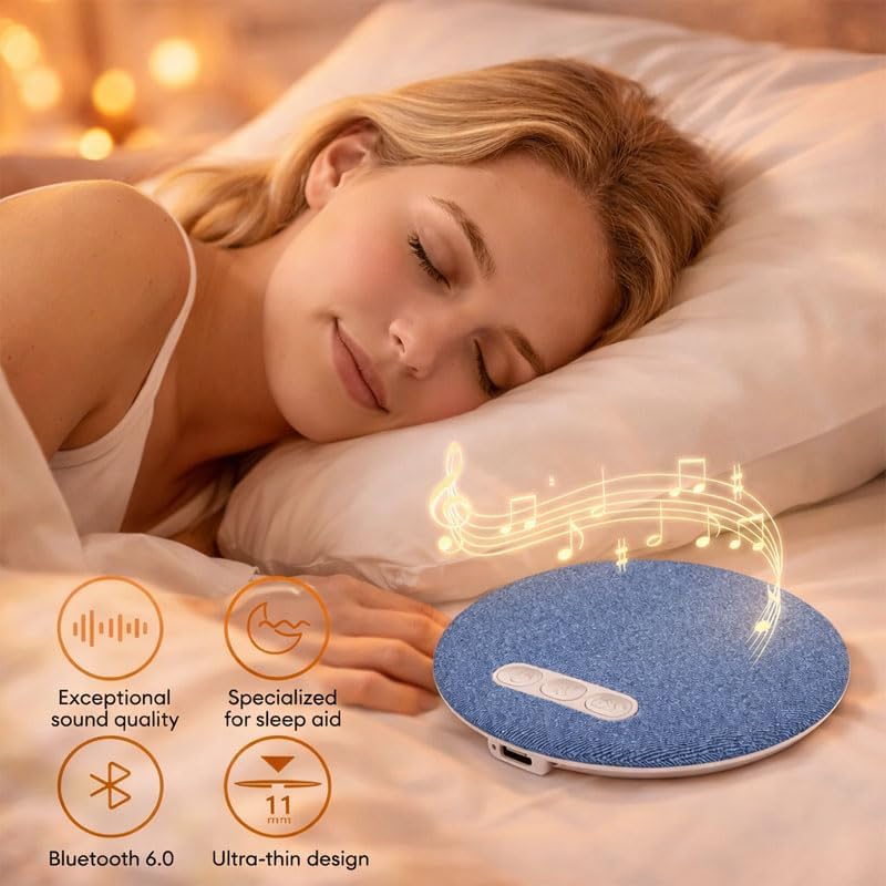 Generic 2026 Upgraded Ultra-Thin Bluetooth Pillow Speaker, Flat Under Pillow Speakers with White Noise Timer, Wireless