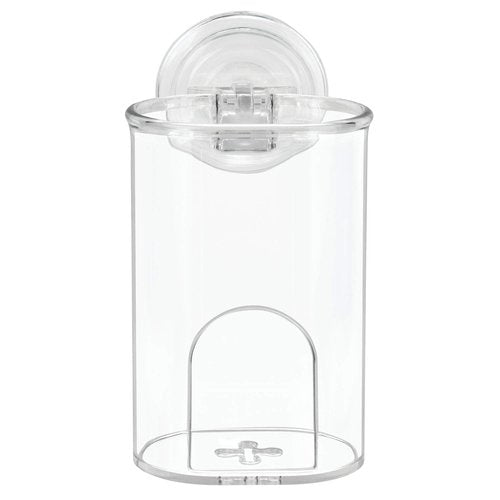 iDesign Plastic Suction Tumbler Cup and Bathroom Organizer for Mirror or Shower Storage – 3" x 3.5" x 4.5", Clear