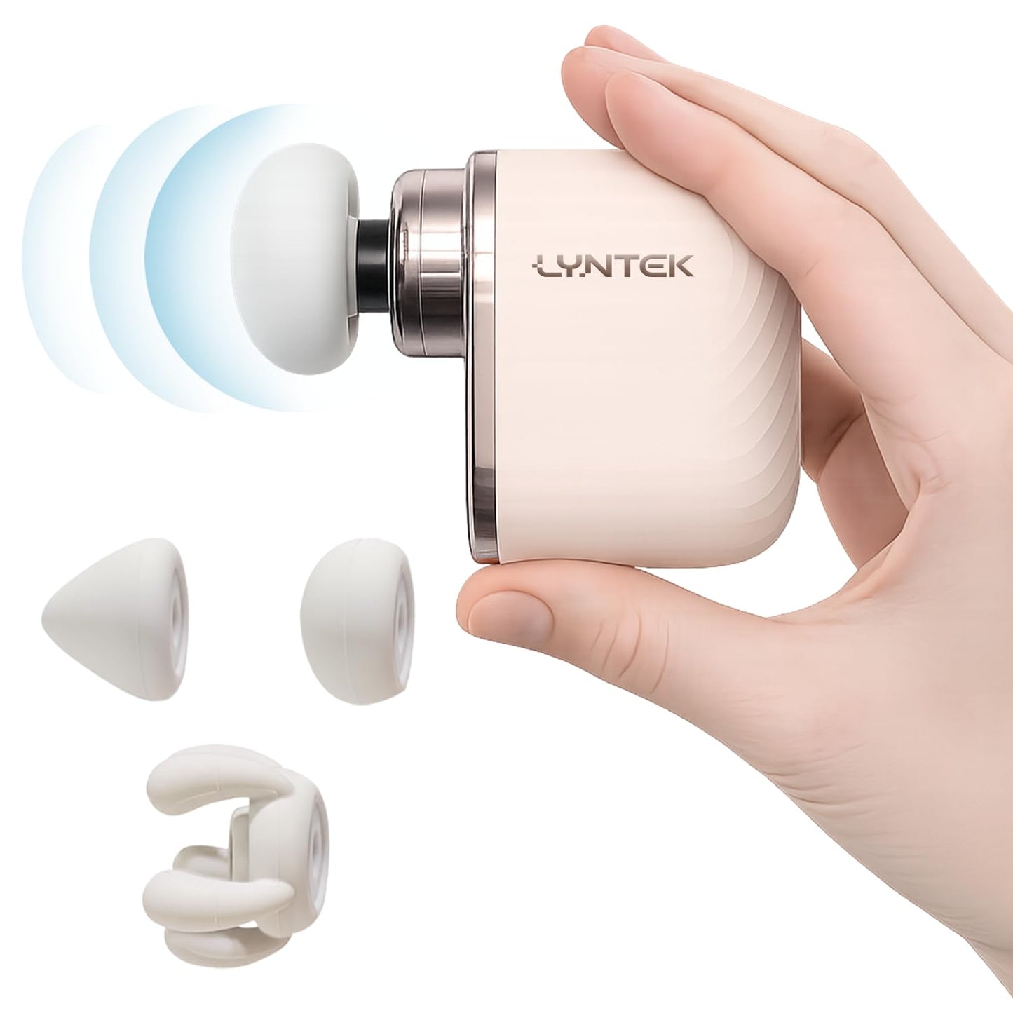 LYNTEK Mini Massage Gun - Small Handheld Muscle Massager with Percussion Deep Tissue, 5 Adjustable Vibration Frequency & 3 Interchangeable Heads - Portable Pocket Massage Gun for Gym, Travel, Office