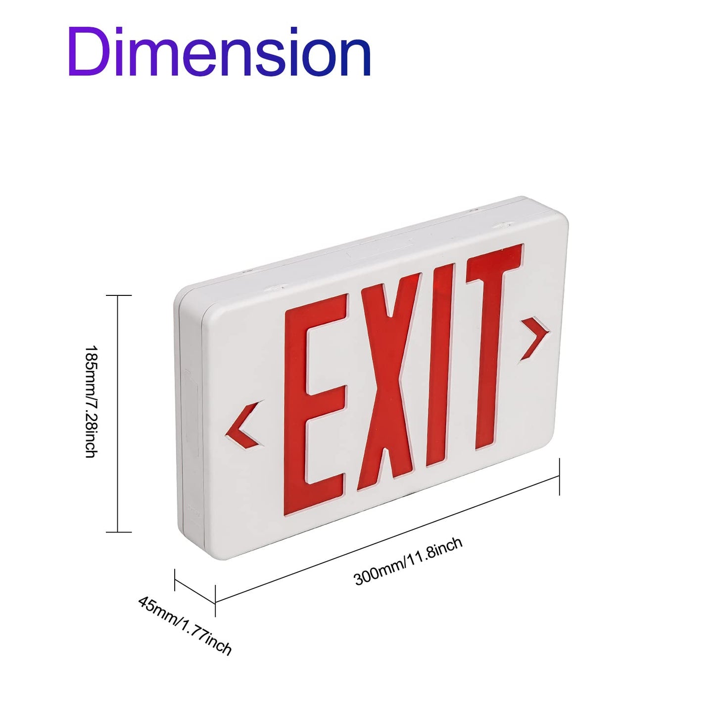 CM MZY Emergency Exit Sign, Red Double Face Exit Signs with Battery Backup, UL Certified, US Standards, Emergency Exit Light, AC 120V/277V, 1 Pack