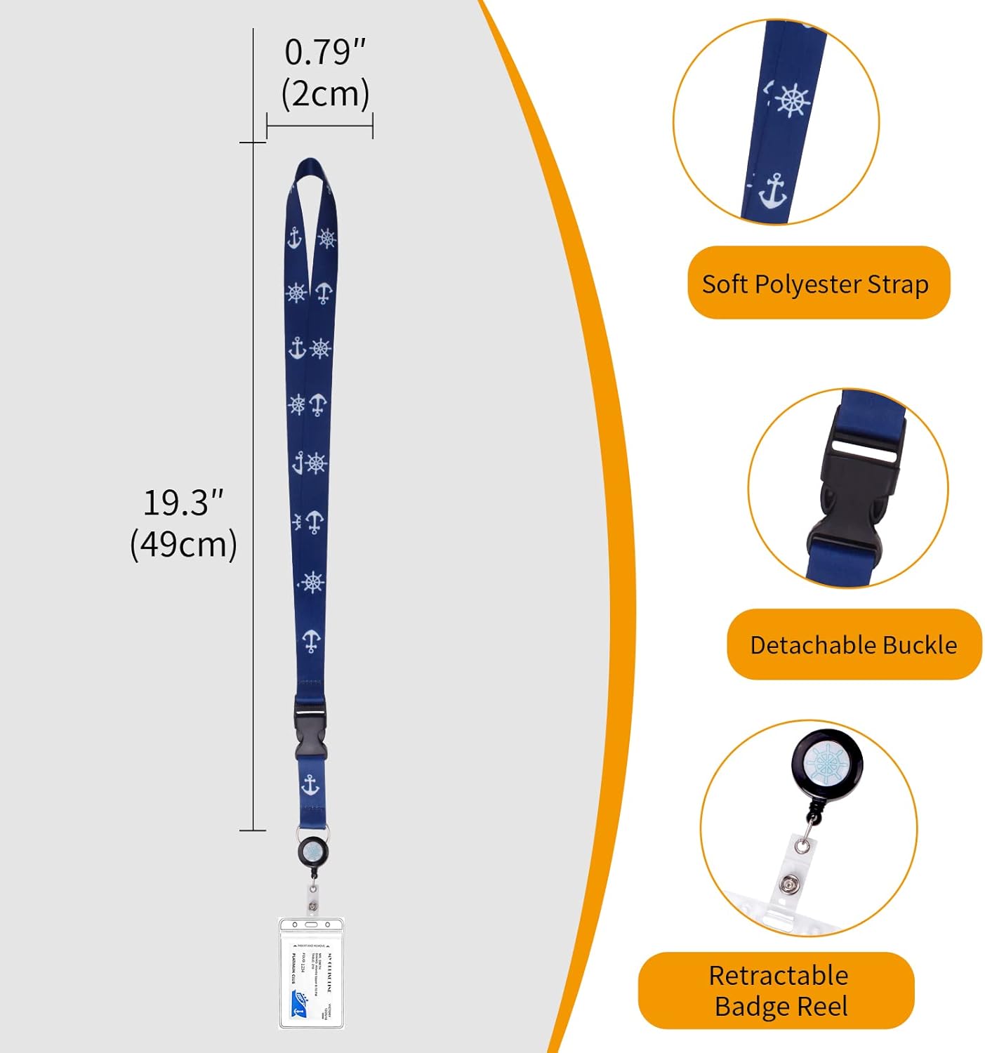 Skiennix Retractable Waterproof Lanyard - ID Badge Reel Holder with Detachable Buckle | Cruise Essentials (4 Colors)