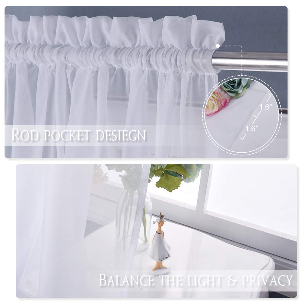 NICETOWN White 84 Inch Long, Extra Wide Sheer Voile Window Curtains Panels for Children Room & Door Decor (100" Wide, White, 1 Panel)