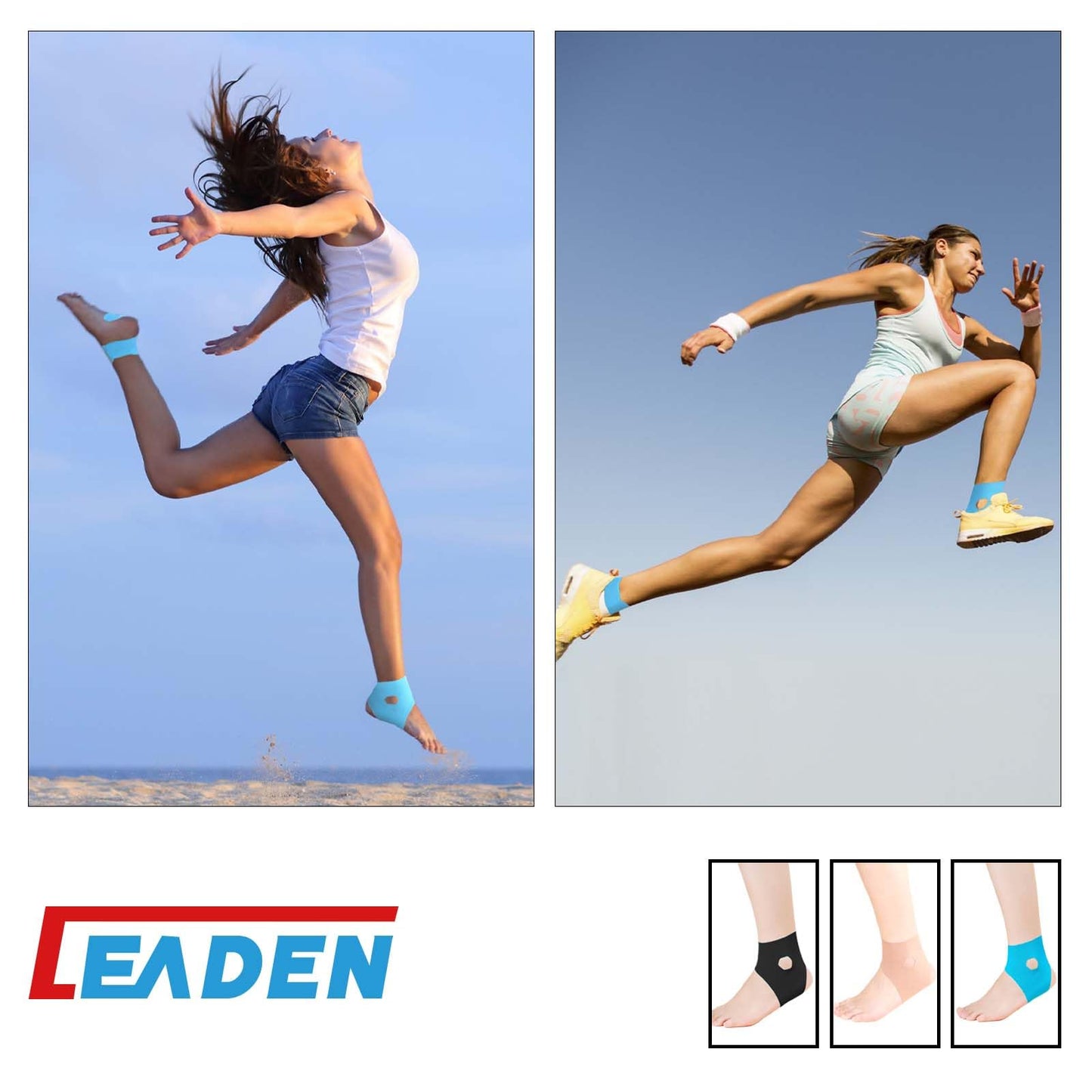 IEADEN Precut Kinesiology Tape for Ankle, 20 Pcs - Ankle Support & Stability, Ankle Pain Relief - Waterproof & Elastic, Breathable Hypoallergenic Latex-Free Tape, Blue