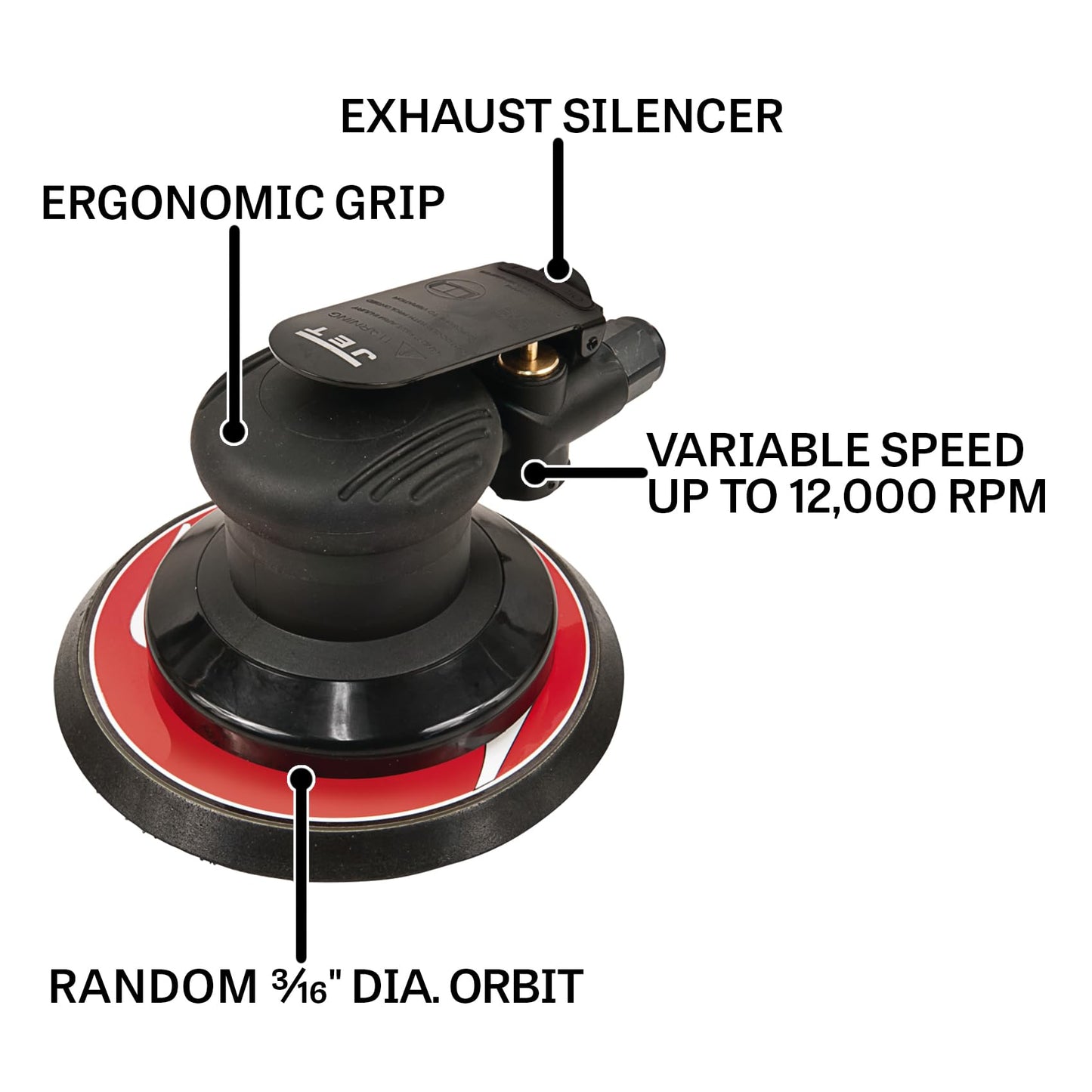JET 6-Inch Pneumatic Random Orbital Palm Sander, 12000 RPM (Model JAT-731)