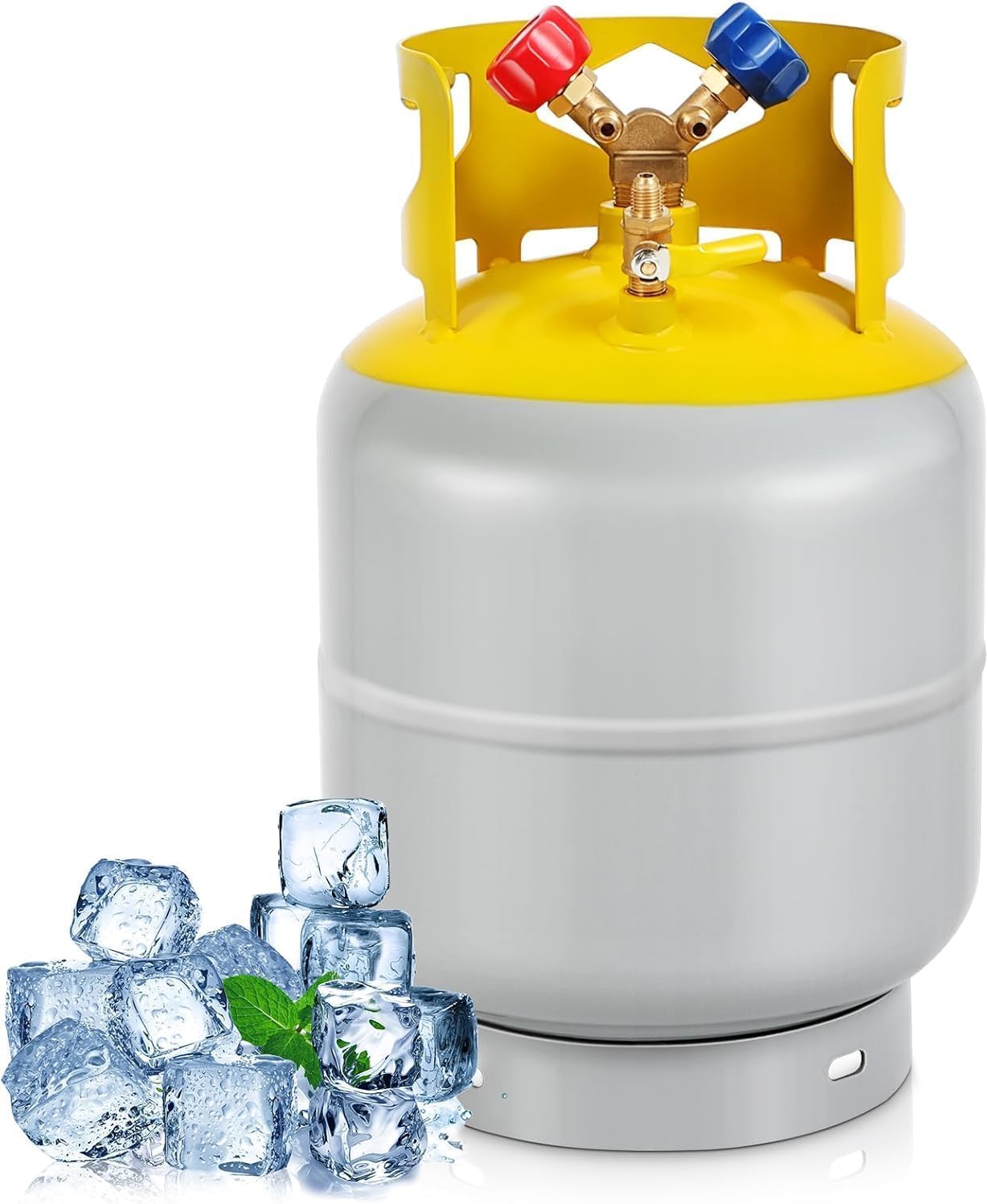 FAHKNS Recovery Tank Refrigerant Recovery Cylinder Tank 50 LB with 1/4 SAE Y-Valve Liquid/Vapor Reclaim Tank AC Freon Refrigerant Recovery Tank Reusable Cylinder Tank Without Float Switch