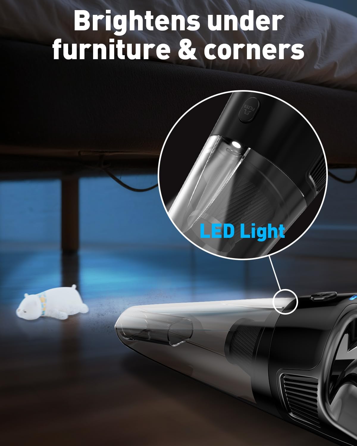 PowerSpeed CleanView Portable Handheld Vacuum - 16000Pa Strong Suction & 1000mL Dust Cup | Cordless LED Vacuum for Quick Home Cleaning