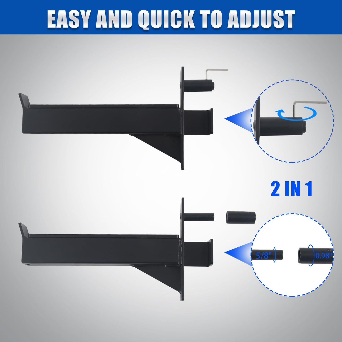 ZUKAM 2.36inch Barbell Safety Catches Squat Rack Safety Arm Spotter Fit for 2.36x2.36 Power Rack Cage with 1" or 5/8" Hole