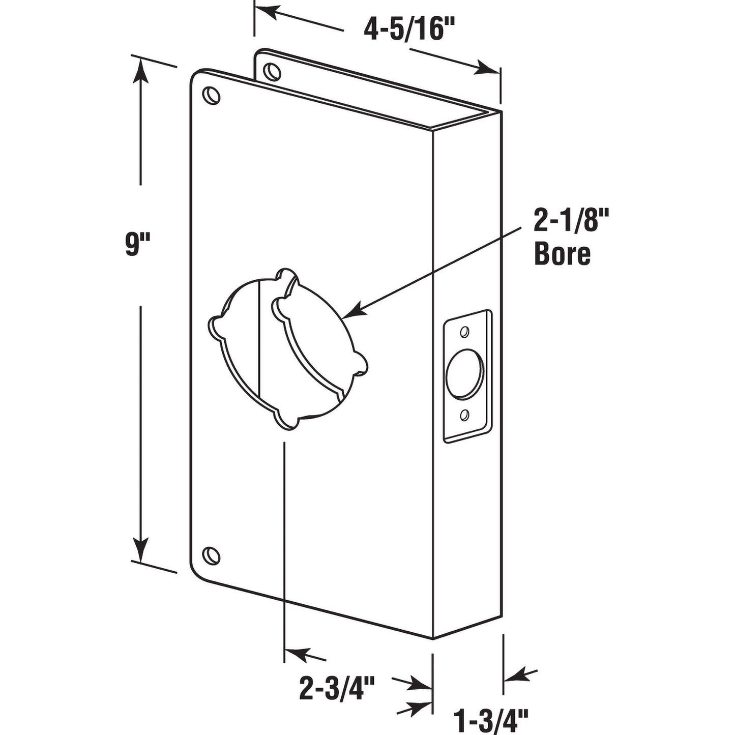 Prime-Line U 9552 Stainless Steel Lock and Door Reinforcement Plate for 1-3/4 In. Thick Doors, Stainless Steel Finish (Single Pack)
