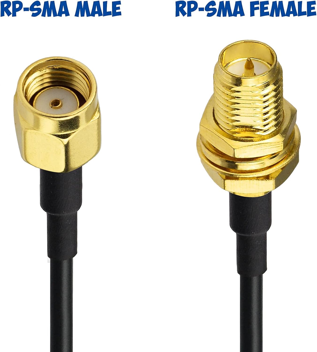 2-Pack RG174 3m 10 Bingfu WiFi Antenna Extension Cable RP-SMA Male to RP-SMA Female Bulkhead Mount Cable feet for WiFi