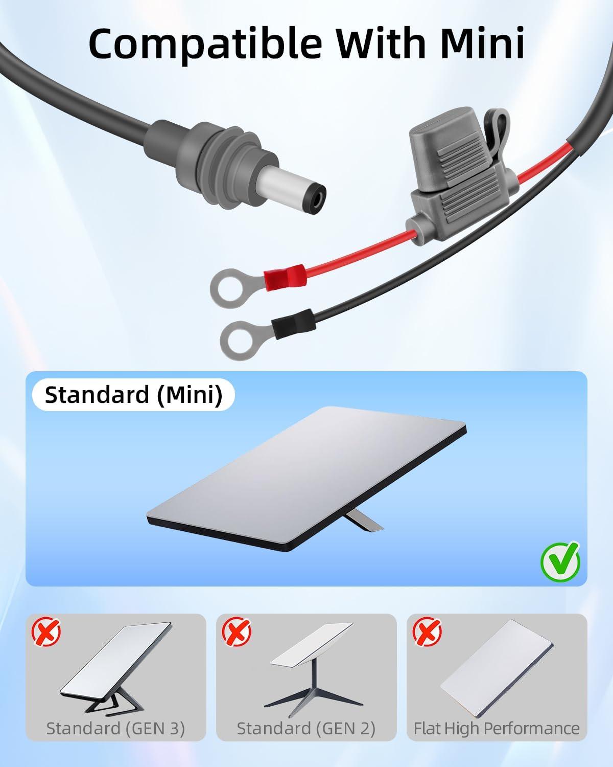 GELRHONR DC5521 18AWG 5.5x2.1MM 8MM 30A 10FT Mini to O Ring Extension Cable, DC to Eyelet Direct Battery Power Cable