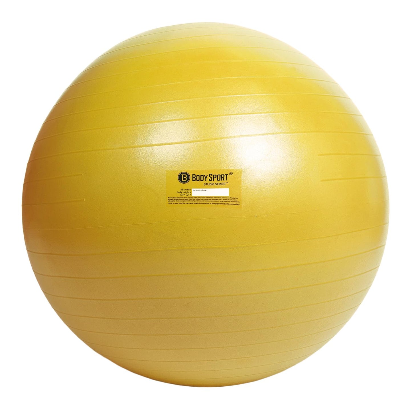 Body Sport Exercise Ball with Pump for Home, Gym, Balance, Stability, Pilates, Core Strength, Stretching, Yoga, Fitness Facilities, Desk Chairs – Yellow 65cm