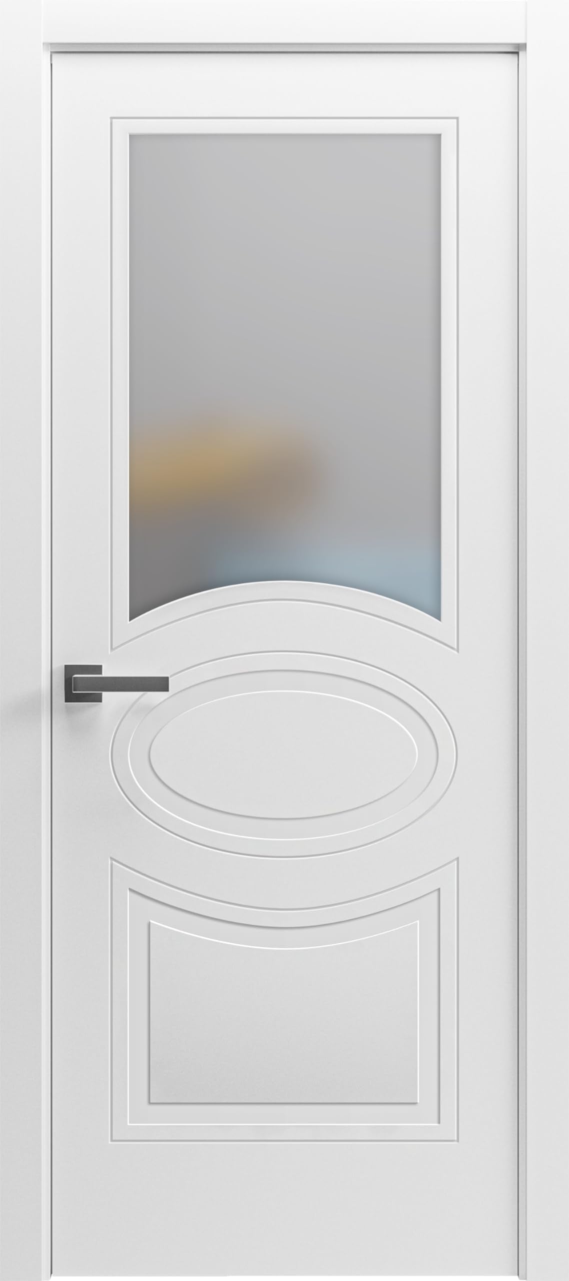VDOMDOORS Solid French Door Opaque Glass 28x96 inches/Mela 7012 Matte White/Single Regular Panel Frame Handle/Bathroom Bedroom Modern Doors