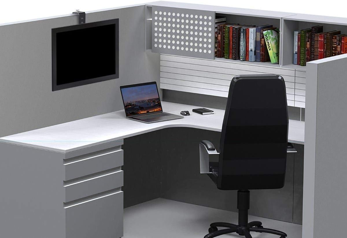 Monoprice 10 17.6lbs, Cubicle Flat Panel Monitor Mount - Easy Height Adjustments, Up to Black - Workstream Collection