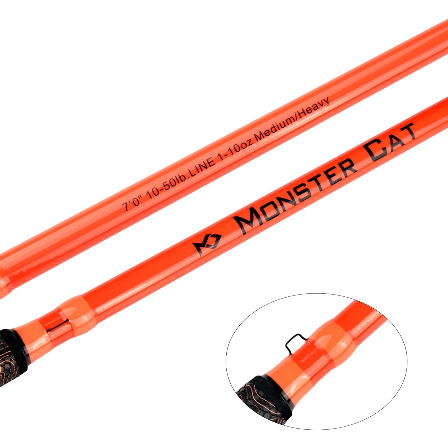 MASTER LOGIC 2-Pack Catfish Fishing Rods - 7ft Medium Heavy Casting Rods, Glow in Dark for Night Fishing, Durable 1-Piece Graphite Construction, Catfish Rod for Freshwater & Saltwater Orange