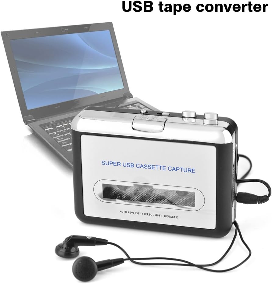 Sanpyl Cassette MP3 Cassette MP3 to Converter, Tape Player USB Tape to PC CD Switcher Converter Capture Audio Music