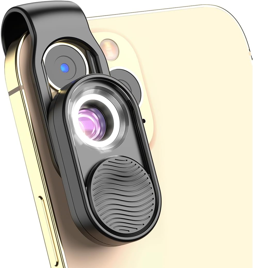 APEXEL 100x Nano Zoom Phone Micro Lens with LED Light for Smartphone - Pocket Microscope & Camera Lens Attachment