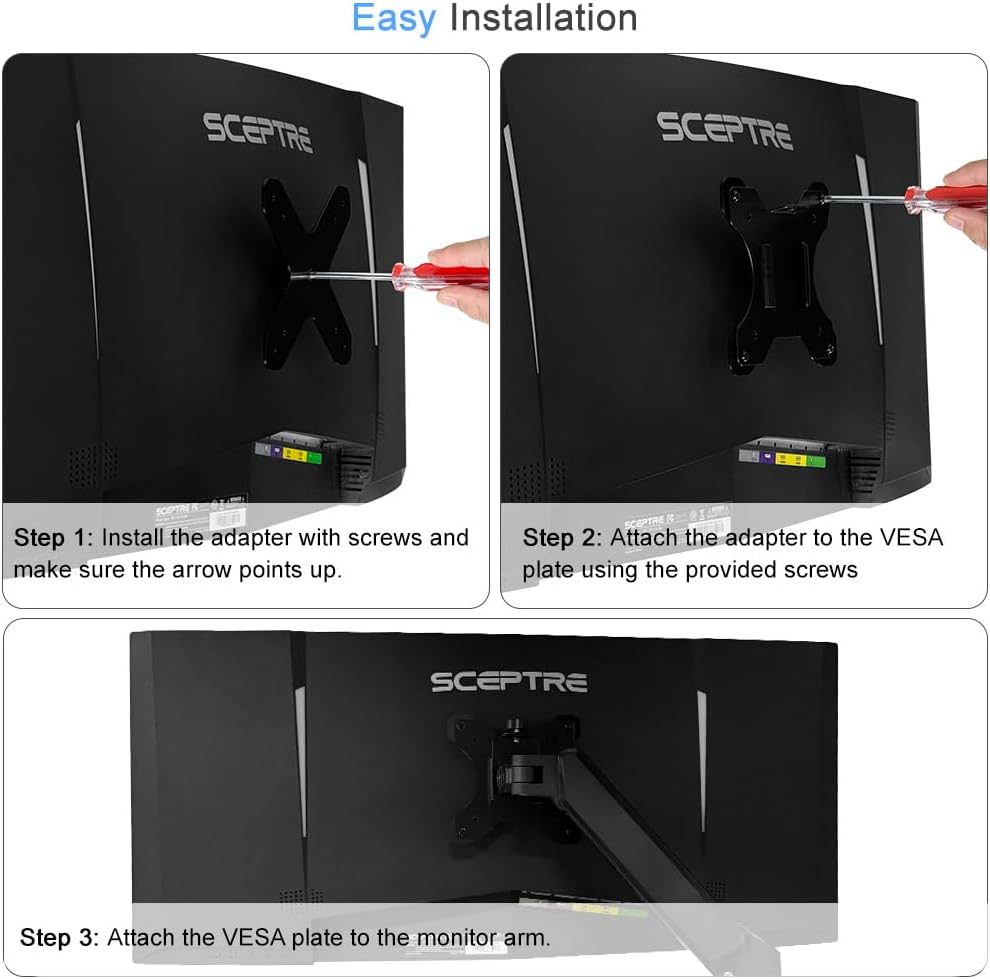 C25 C30 C34 C345B C305W C305B C255B IFCASE Quick Attach VESA Adapter Plate Bracket for Sceptre - Series Monitors