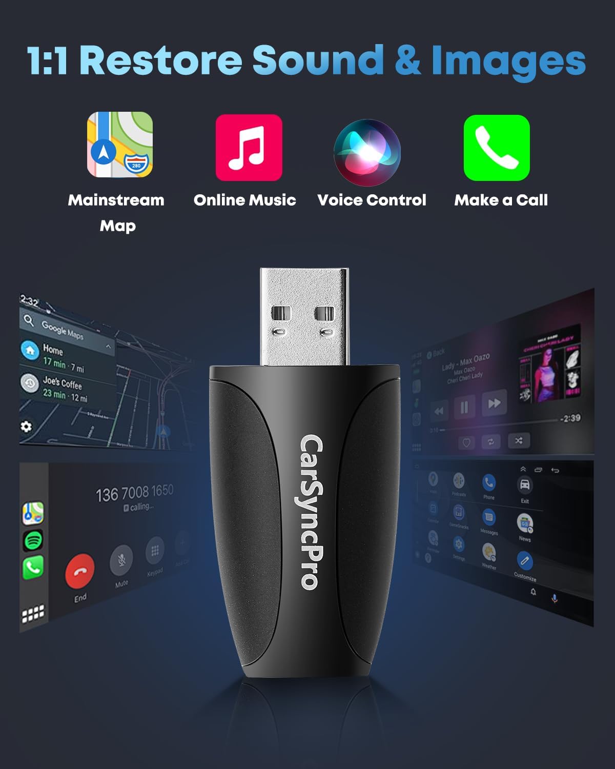 carsyncpro Control,(A/C/E/S/CLA/CLS/GLA/GLB/GLC/GLE/GLS/G-Class) Benz Wireless CarPlay Adapter, Wireless