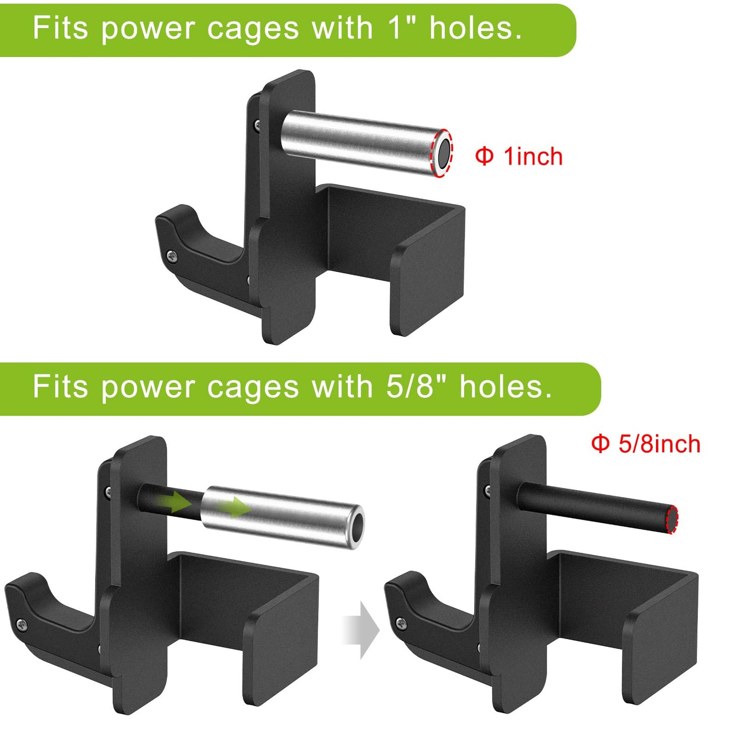 SELEWARE Steel J Hooks for Power Cage Squat Rack Attachment, Only for 3" x 3" Tube with 1" or 5/8" Hole, Barbell J-Hook Holder for Power Rack, J Cups Set of 2