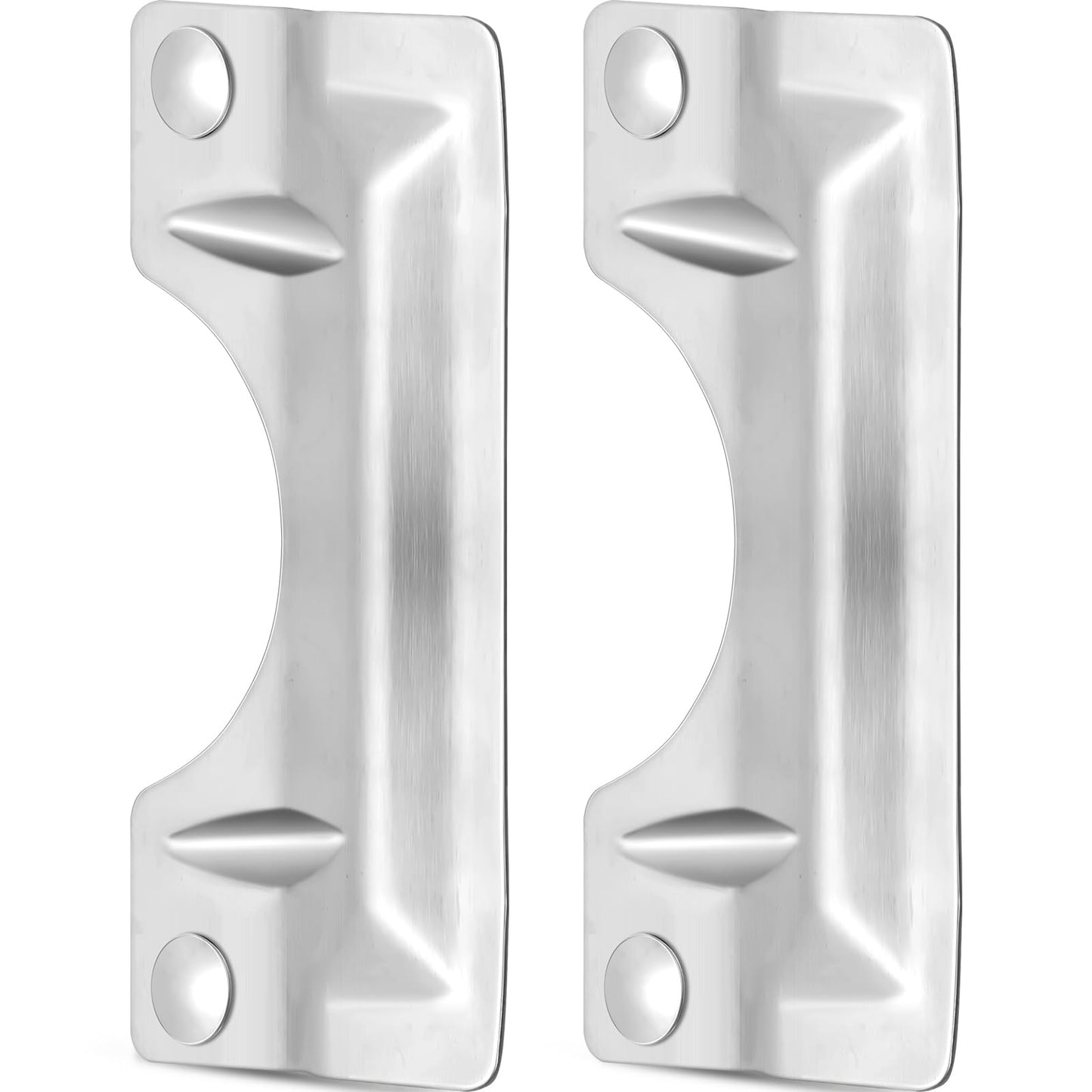 Landhoow 2 Pcs 3 x 7'' Door Latch Guard Plate Cover Stainless Steel Door Security Strike Latch Protector, Against Forced Entry Easy to Install for Home and Commercial (Reinforcement Ribs Style,Silver)