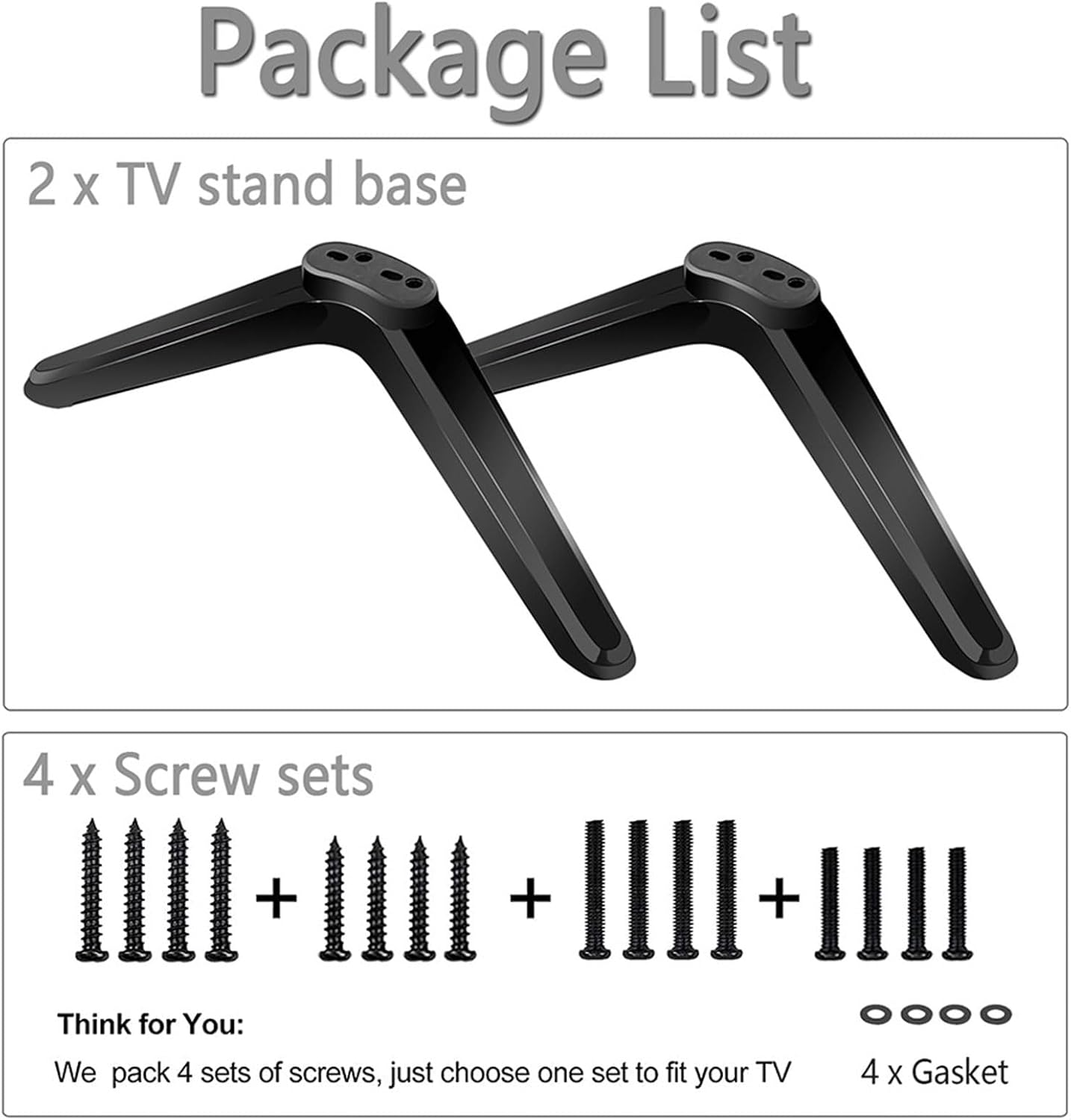 Generic 32 55 inch TV Stand Tabletop TV Base Pedestal Feet for to Replacement Stabilizer Anti Slip Holder Legs for LCD