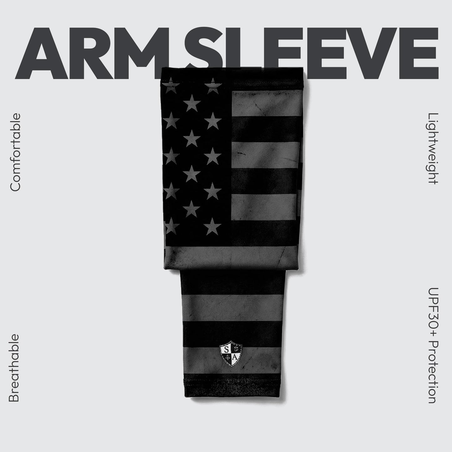 S A Compression Arm Sleeves for Men and Women - UPF 30+ Sun Protection, Moisture Wicking, 4-Way Stretch Arm Sleeves for Work & Sports (Blackout American Flag, 2 Pack)