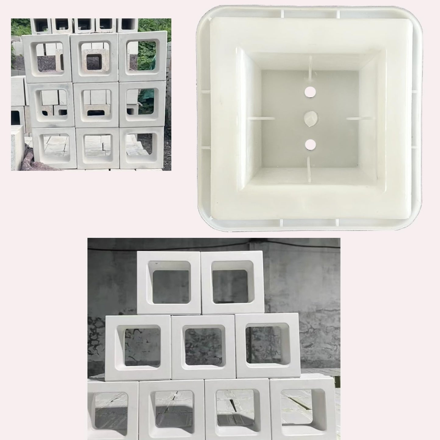 MWYZGMOLD Concrete Brick Molds - Reusable ABS Plastic Square Hollow Block Molds for DIY Garden Wall,Pathway Edging,Planter - Cement Block Mold for Construction, Landscaping