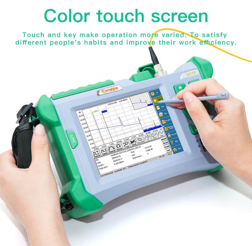 Six Motors Komshine FX39 Fiber Fusion Splicer with Power Meter, GPON OTDR QX50 1310/1550/1625nm Up to 32dB, Active Fiber OTDR Touch Screen