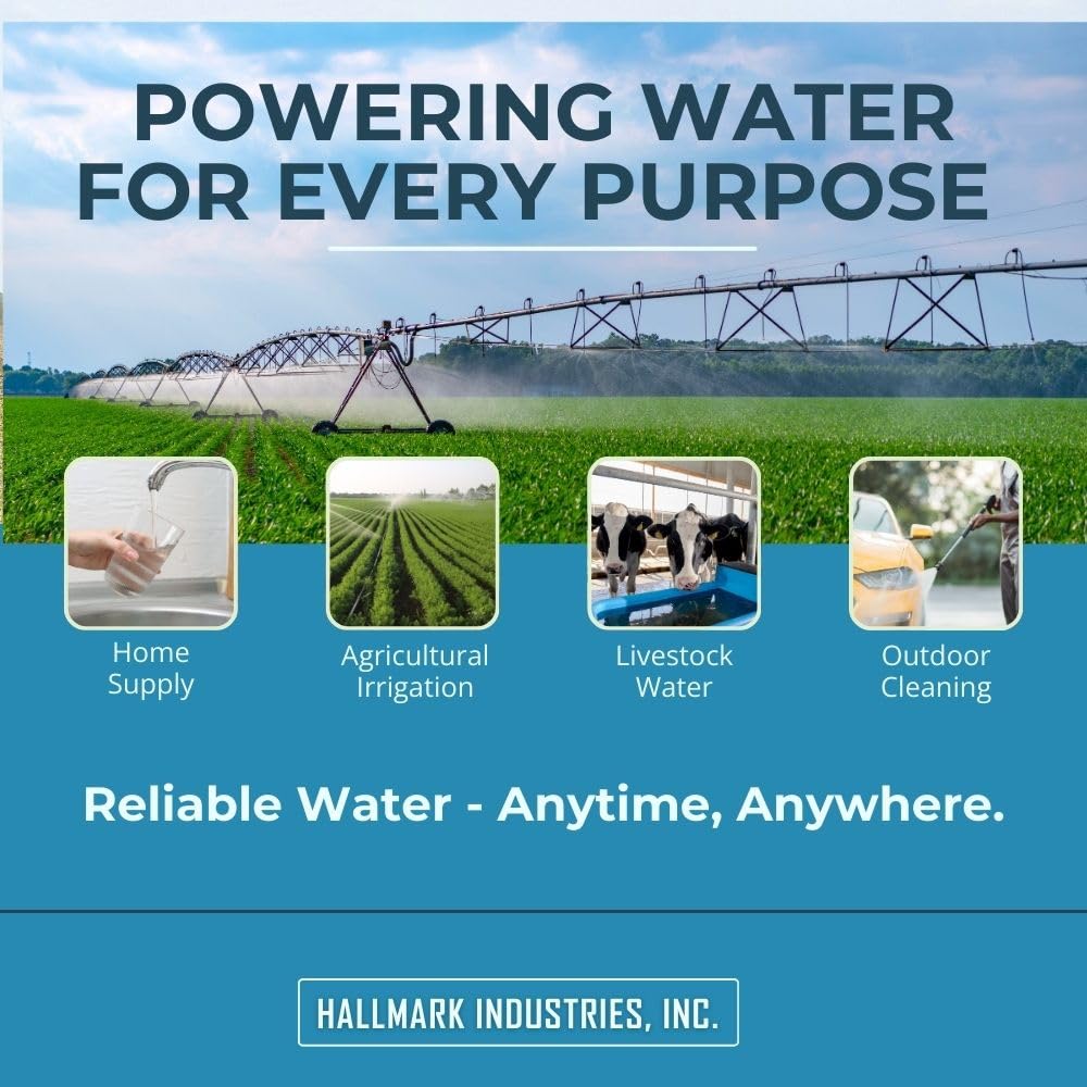 Hallmark Industries MA0414X-7 Deep Well Submersible Pump, 1HP, 110V 60HZ, 33 Gpm, Stainless Steel, Long Life