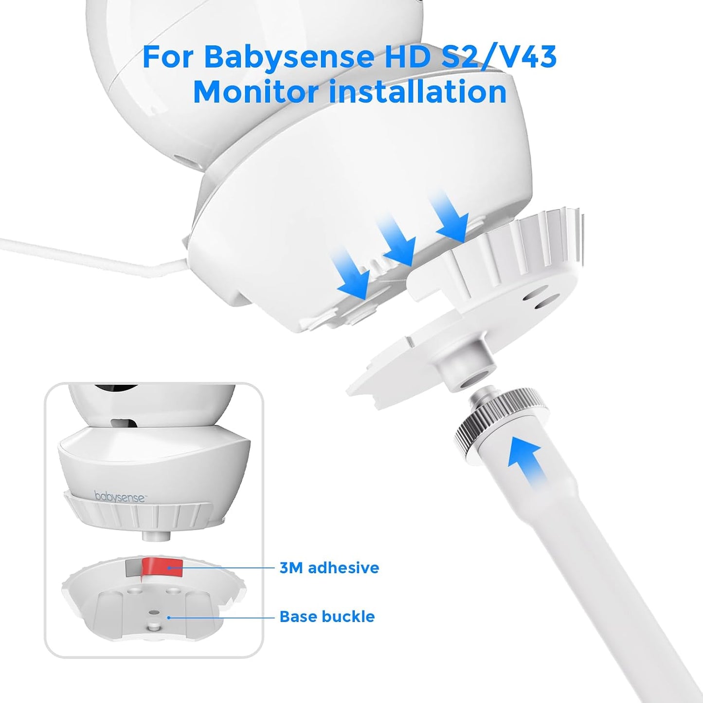Baaletc 15.7" 1/4" S2/V43 Universal Baby Monitor Mount Adjustable Gooseneck Arm with Strong Clip Clamp, Thread Camera