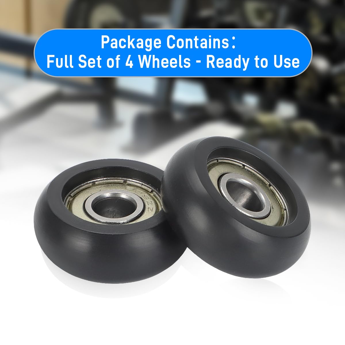 For Aero Pilates Reformer Replacement Roller Wheels, Set of 4 Easy to Install, Smooth & Quiet Glide,Black