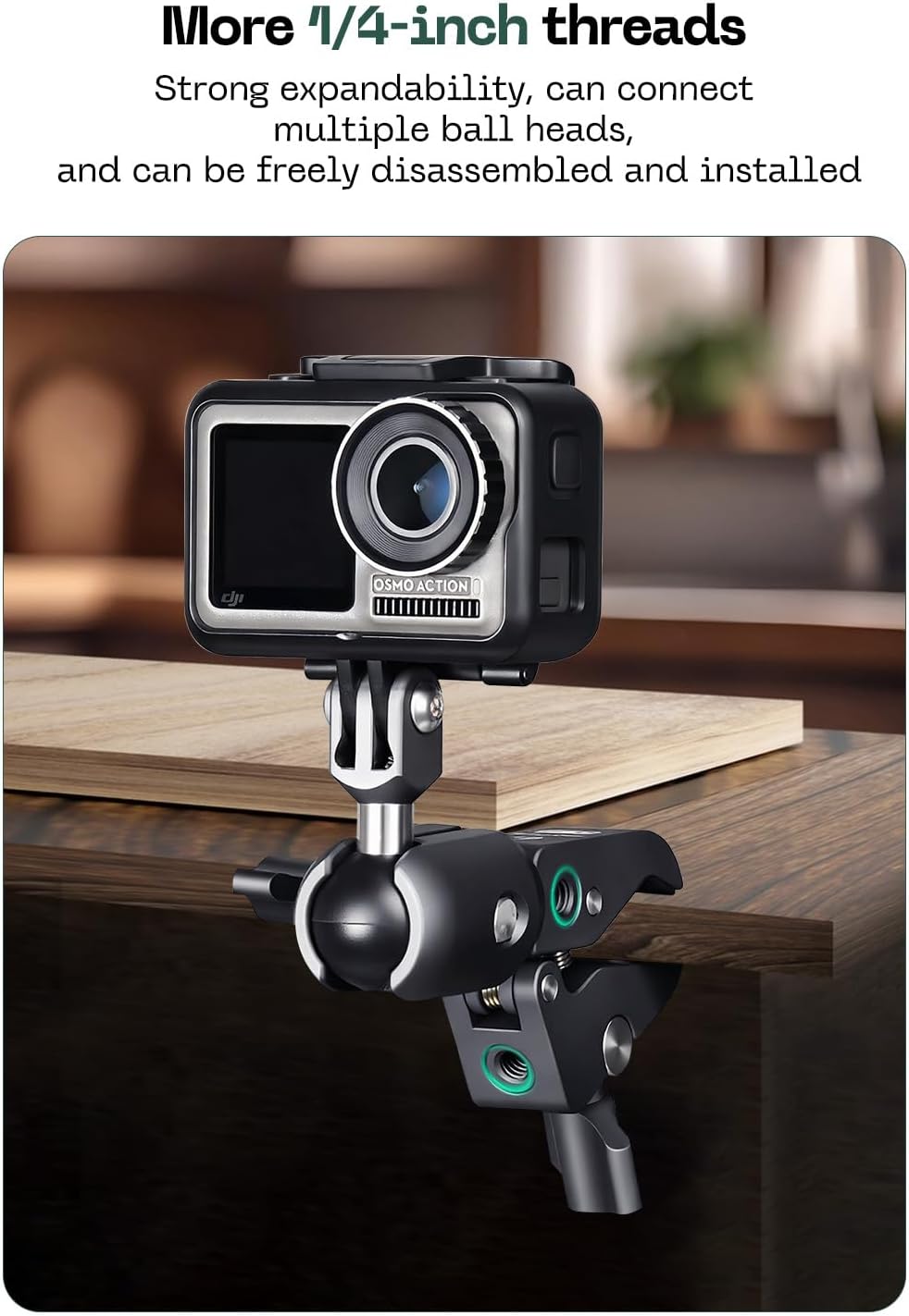 FANAUE 1" Action Camera Universal Ball Adapter with Handlebar Base Mount Strong Rod Clamp,B Size Ball Compatible Gopro