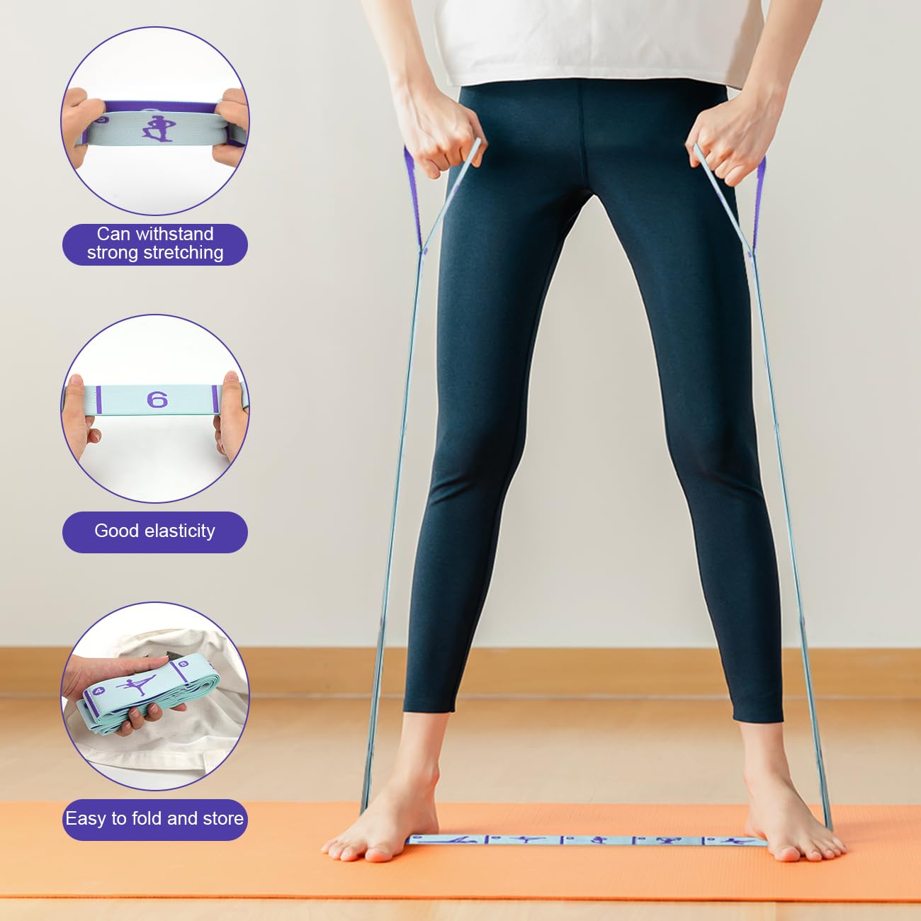 Elastic Yoga Stretching Strap with Loops,CEILIWEN Stretch Straps For Physical Therapy,Pilates Stretch Band, Elastic Exercise Bands,Leg Stretching Strap, Stretch Resistance Bands For Exercise(12 LOOPS)