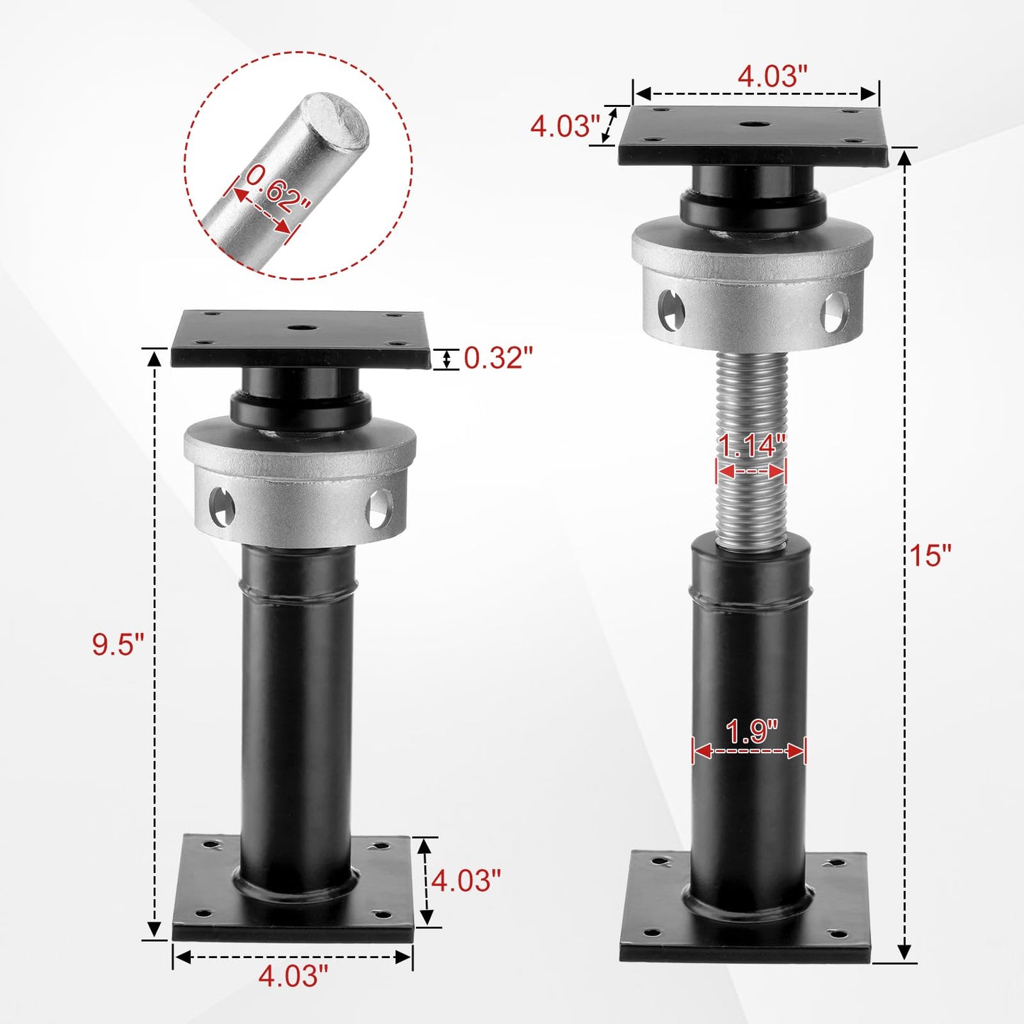 TRUCFUSION Screw Jacks Post Home Leveling, 9.5-15" House Floor Jacks, Foundation Floor Jack for Crawl Space, 22,046 lbs Load Capacity, 2 PCS Black
