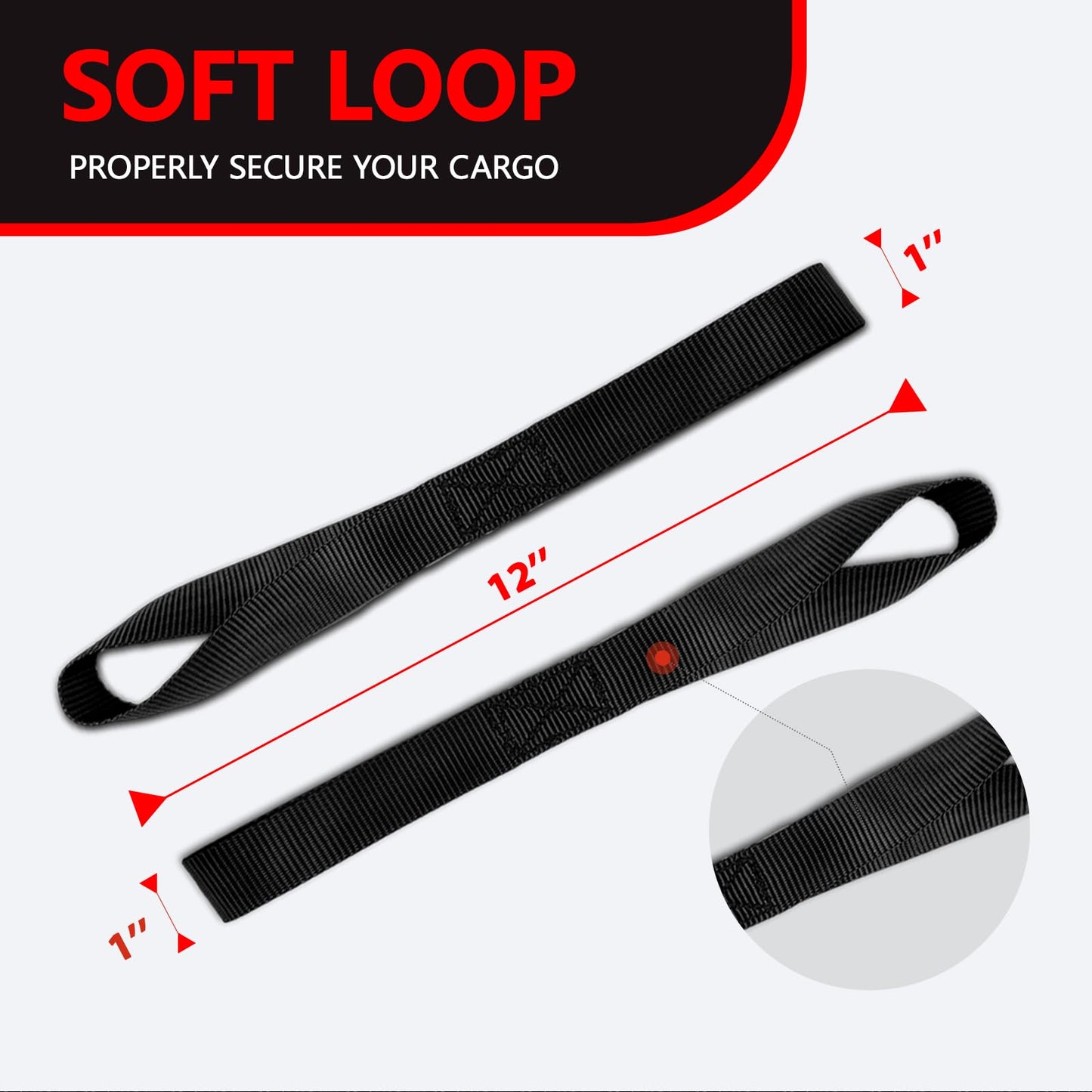 BOODAA 6 Pack Soft Loop Tie Down Straps, 3900 lbs Break Strength Heavy Duty Motorcycle Handlebar Straps for ATV, UTV, Dirt Bike, Trailer, Truck Bed, Kayak – Reliable Transport & Hauling