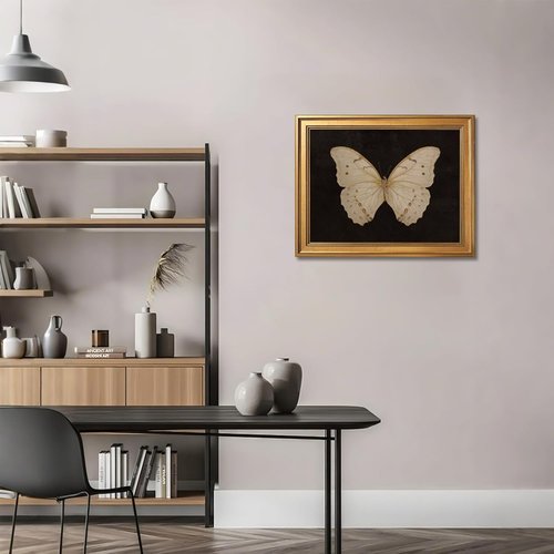 Gold Framed Vintage Butterfly Canvas Print - Elegant Nature Wall Art for Living Room | 12x16 Inch