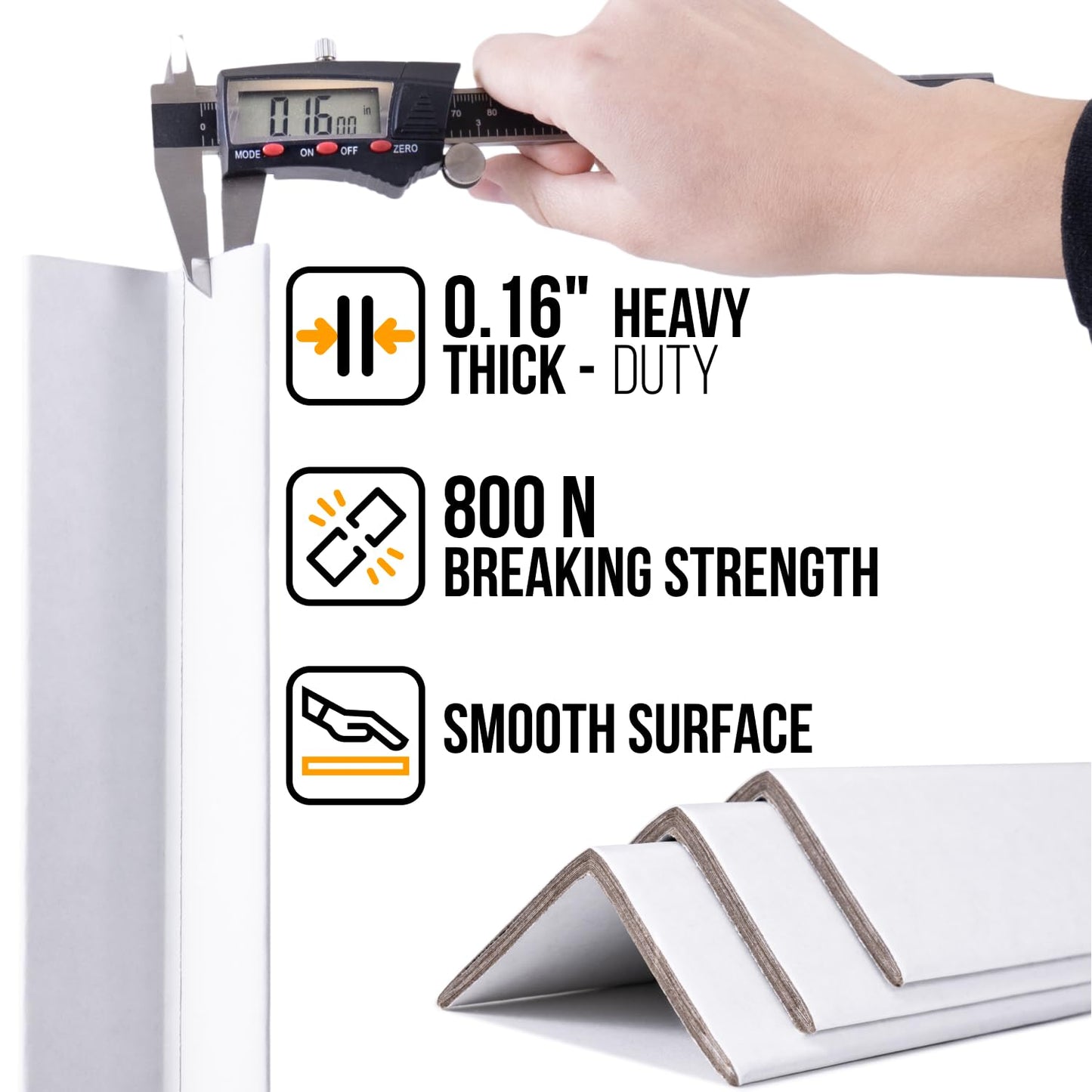 Paclord 24" x 2" x 2" Reinforced Cardboard Edge Protectors, White (Pack of 200) – 0.16" Thick Heavy-Duty Cardboard Corner Protectors for Shipping – American Quality V-Board Pallet Edge Guard