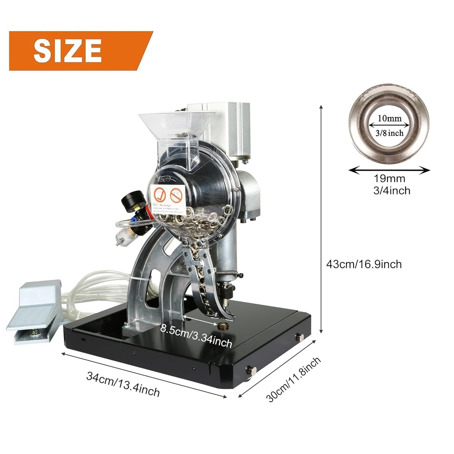 ZONGLAN Pneumatic Automatic Eyelet Feeding Grommet Punch Press Machine- 5000#2 Eyelet Banner Tools(6mm)