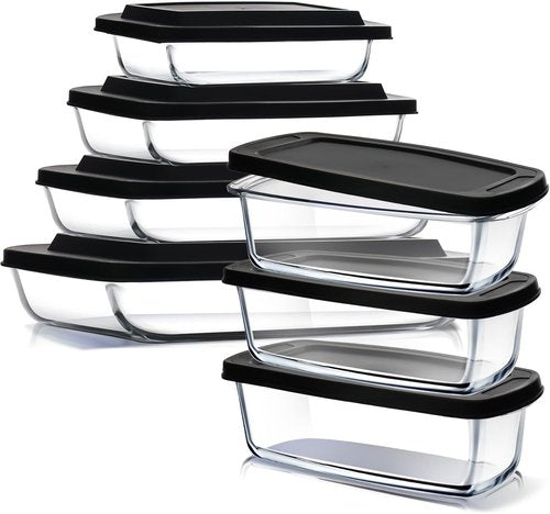 EATEX Glass Food Storage Containers Set - 7-Pack Baking Dishes with Lids | Oven & Microwave Safe