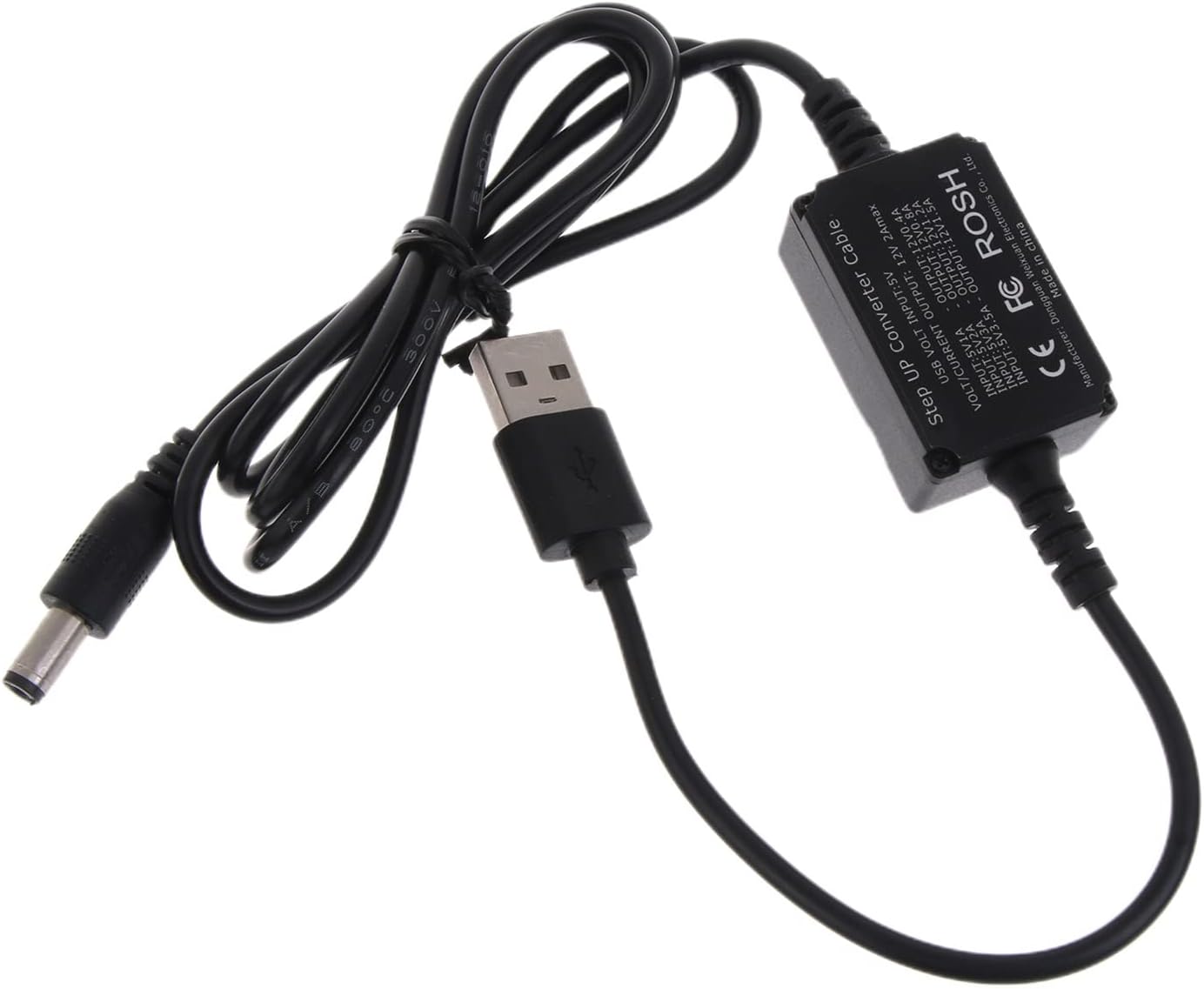 Bottone DC5.5x2.1mm 5V 12V, 3A, USB to Power Regulator Charging Cable, to Indoor Use, Compatible with Laptop, Power