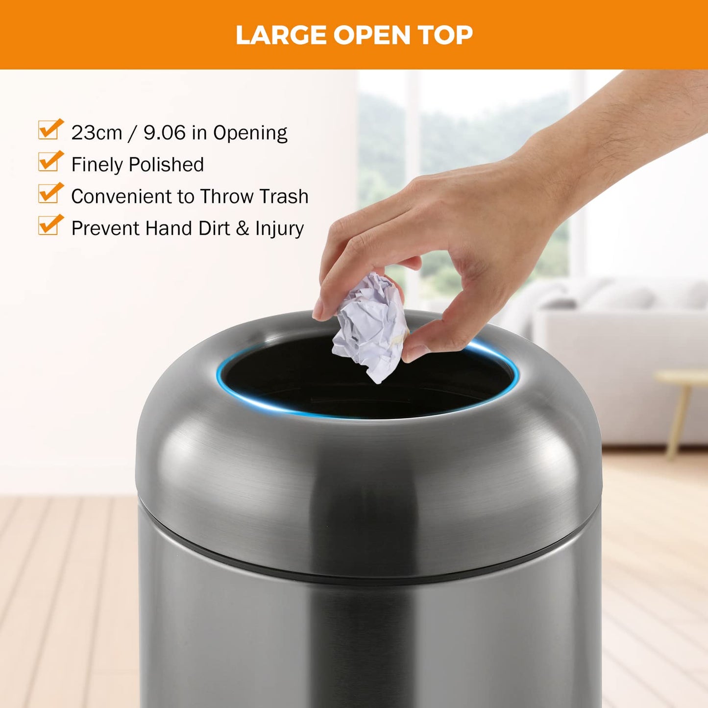 BEAMNOVA 35.5 * 15.8 * 15.8 in + 16.5 Gallon Open Top Trash Can Outdoor Top Tray Matte Black Stainless Steel Commercial Garbage Enclosure