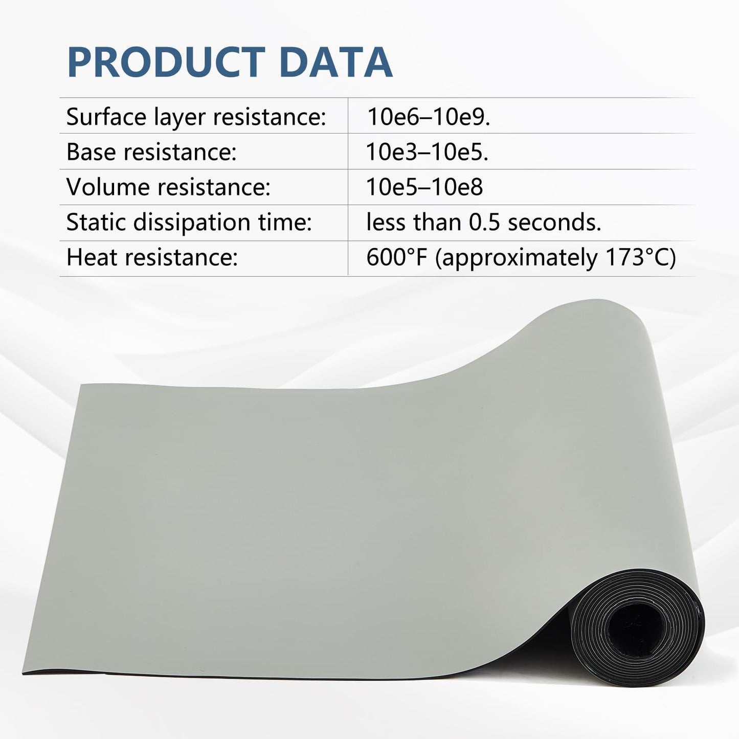 Pangda ESD Mat Roll 2.5 ft X 10 ft High Temperature Rubber ESD Soldering Roll Anti-Static Soldering Heat Resistant Workbench Mat for Electronics Repair PC Building, Gray