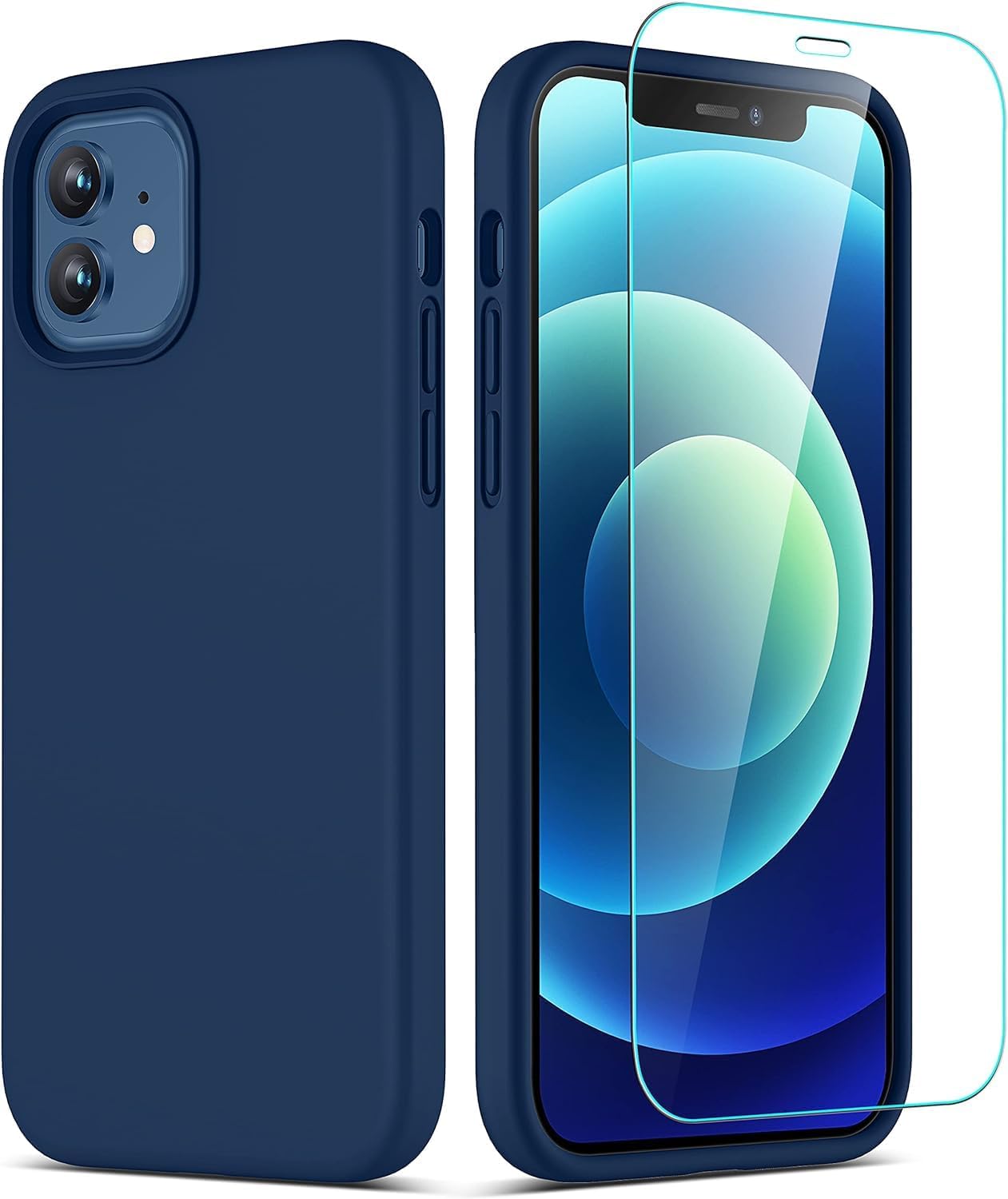 CellEver 12/12 Heavy-Duty Silicone Case for iPhone Pro - Two Shatterproof Glass Screen Protectors, Military Drop