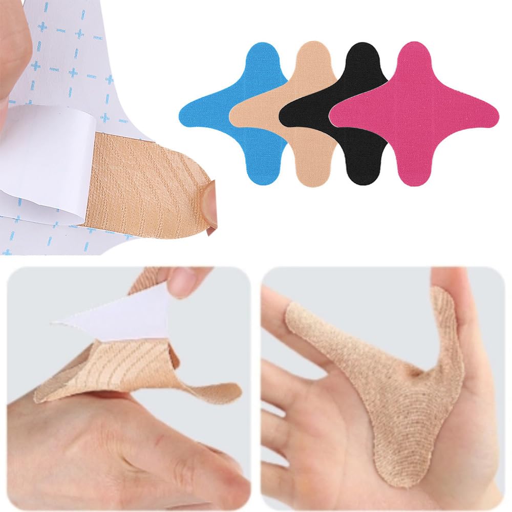 DeaHea 8 Pack Kinesiology Tape Hand Precut Strips Breathable Sports Tape Elastic Cotton Athletic Tape Hand Muscle Joint Support Kinetic Tape for Thumb Pain Relief Exercise Trigger Thumb Arthritis