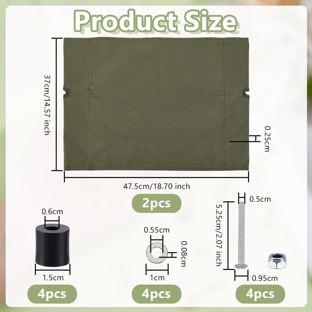 OLYCRAFT 2Pcs Camp Chair Replacement Fabric 18.7x14.6 Inch Oxford Cloth Outdoor Folding Chair Seat Replacements Dark Olive Green Waterproof Camping Chairs Cover for Garden Outdoors Camping